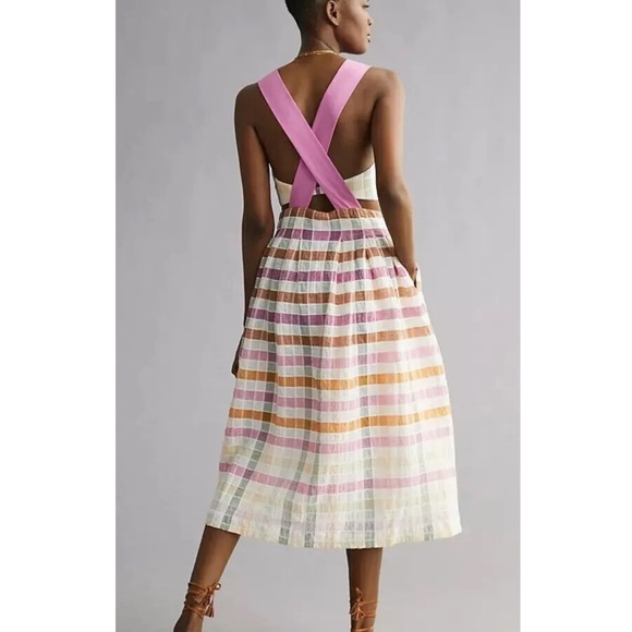 Anthropologie Dresses & Skirts - Anthropologie Maeve Ombré Plaid Midi Sundress Maxi Pink ANTHRO New NWT summer